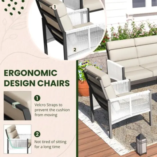 XINGHANZHENXUAN Blue 4-Piece Patio Dining Set, Rust-Resistant Outdoor Furniture with Comfortable Seating and Modern Design image {5}