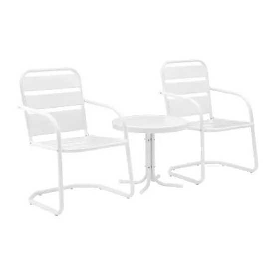 Brighton 3pc Metal Conversation Seating Set - White - Crosley image {2}