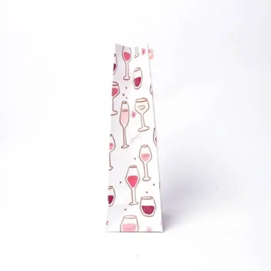 Wine Bag with Wine Glass and Foil Pink/Gold - Spritz&trade; image {1}