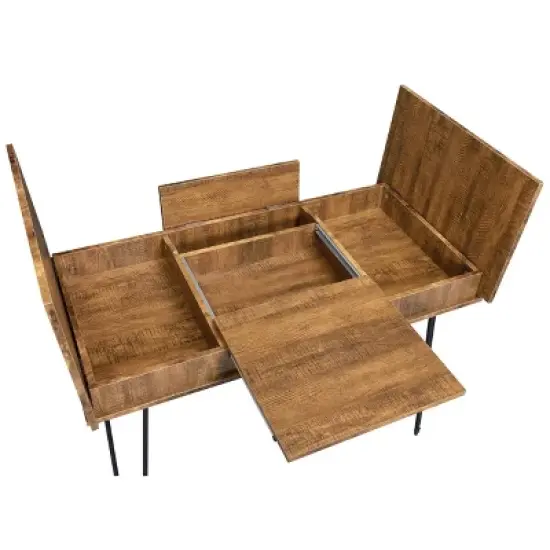 Sheeran Storage Writing Desk with Hairpin Legs Rustic Amber - Coaster image {10}