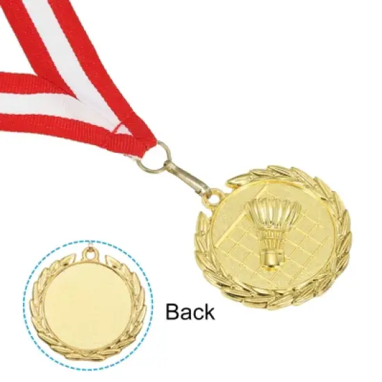 Unique Bargains Zinc Alloy Corrosion-Resistant Durable Embossed Design Sports Award Medals Gold, Red White 5 Pcs image {3}