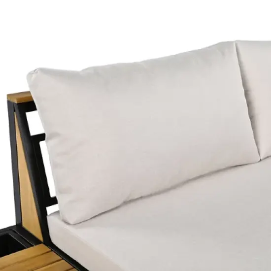 4-Piece Outdoor Patio Iron Sectional Sofa Set with Coffee Table and Side Storage Shelf image {13}