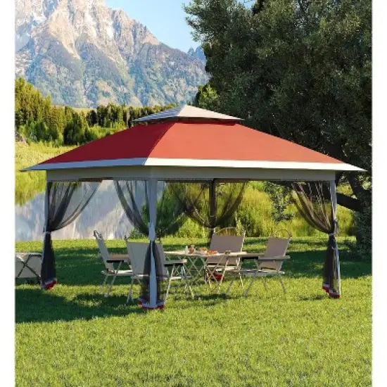 Garvee 13 X 13FT Pop Up Gazebo, Patio Folding Canopy with Mosquito Netting - Backyard Tent for Party, Outdoor Dining, Patio, Backyard image {9}