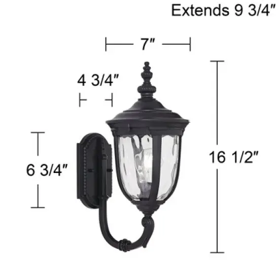 John Timberland Bellagio Vintage Rustic Outdoor Wall Light Fixture Texturized Black Upbridge 16 1/2" Clear Hammered Glass for Post Exterior Barn Deck image {6}