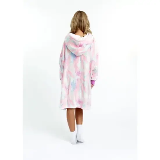 Sleep On It Girls Tie Dye Wearable Cozy Fleece Blanket Hoodie image {3}