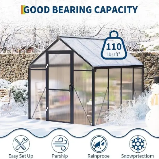 GustoWave Easy To Assemble Walk-In Aluminum Greenhouse In Green. (Upgraded Handle Version) image {5}