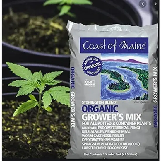 Coast of Maine CMSBO15 Stonington Blend Organic Growers Potting Soil Mix with All Natural Oceanic Ingredients for Planters and Pots, 1.5 Cubic Feet image {1}