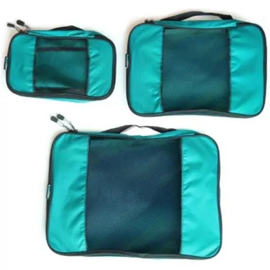 TravelWise Nylon Luggage Organization Packing Cubes, Teal, 3 Sizes image {5}