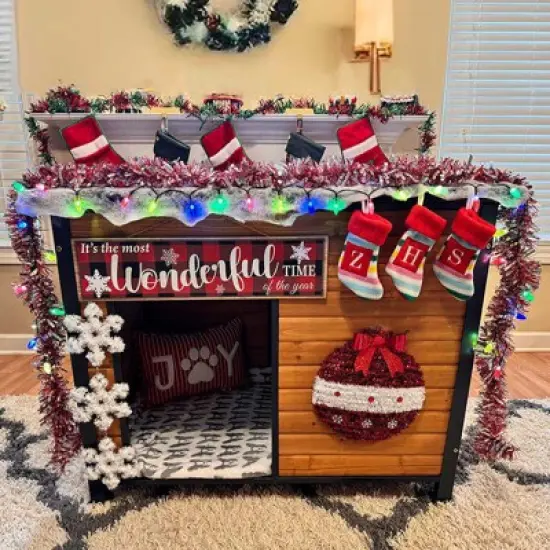 Aivituvin Wooden Heavy Duty Dog Crates House| Strong Iron Frame|Medium & Large-AIR73/74/75/76 image {7}