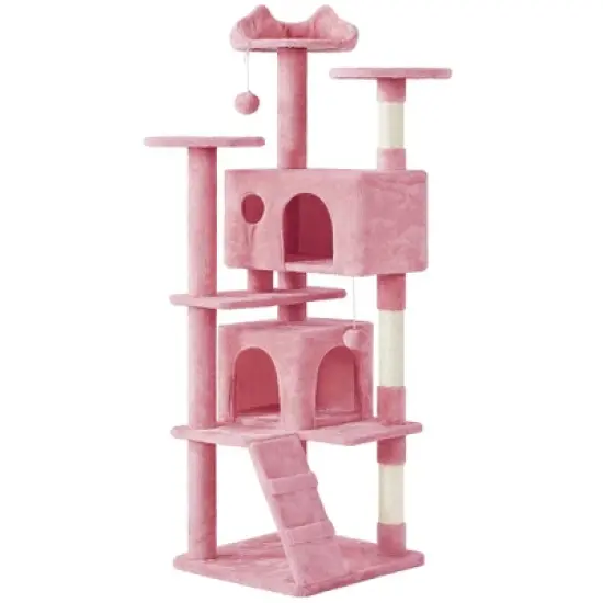 Yaheetech 70"H Cat Tree with 2 Condos for Kittens Small Cats image {13}