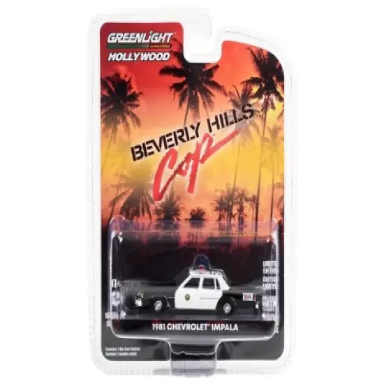 1981 Chevrolet Impala Police Black & White "Beverly Hills Police" "Beverly Hills Cop" 1984 1/64 Diecast Model Car by Greenlight image {2}
