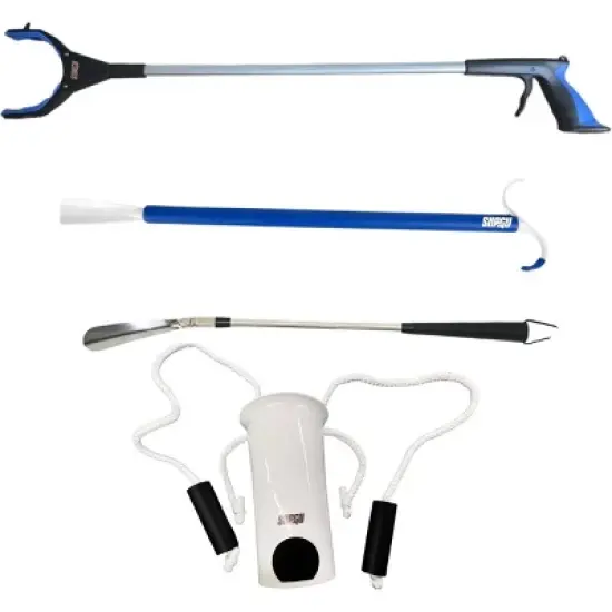 Long Shoe Horn, Grabber Reacher Tool, Sock Aid Device, and Sock Puller Aid Bundle image {4}