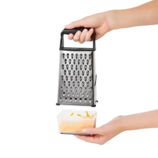 OXO Softworks Box Grater: Stainless Steel Cheese Shredder with Soft-Grip Handle & Storage Box, Dishwasher-Safe image {3}
