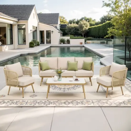 Outdoor Patio Furniture Set All Weather Wicker Conversation Set image {16}