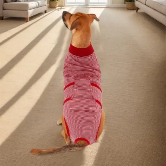 Unique Bargains Pet Recovery Suit Medium Red White 1 Pc image {4}