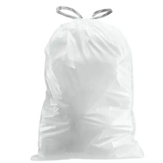 Plasticplace Simplehuman&reg;* Code M Compatible Packs, White Drawstring Garbage Liners 12 Gallon/45 Liter, 21.5"W x 30.75"H (20 Count/5 Pack) image {1}