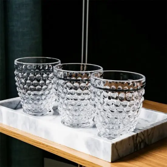 Slickblue Hobnail Tumbler Glass Set of 6, 10.25 oz & 13 oz, Clear & Mutlicolor Options image {4}