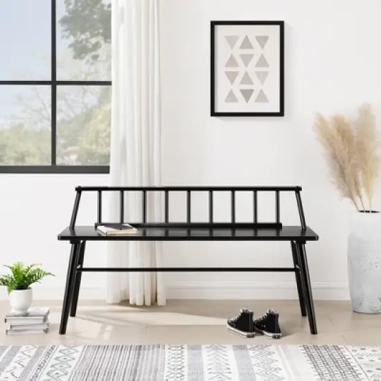 Transitional Low-Back Spindle Entryway Bench - Saracina Home image {3}