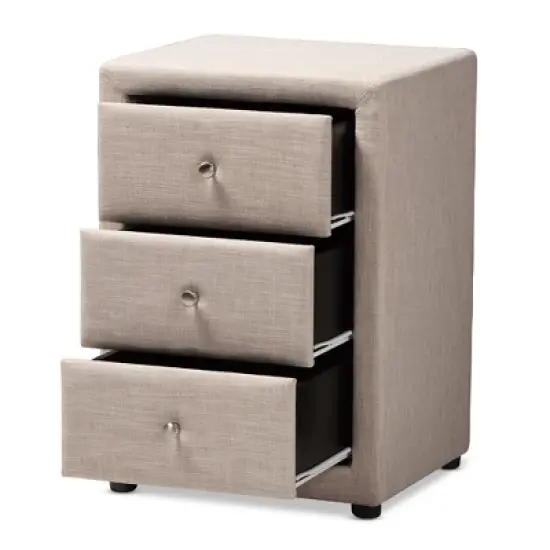 Tessa 3 Drawer Nightstand - Baxton Studio image {8}