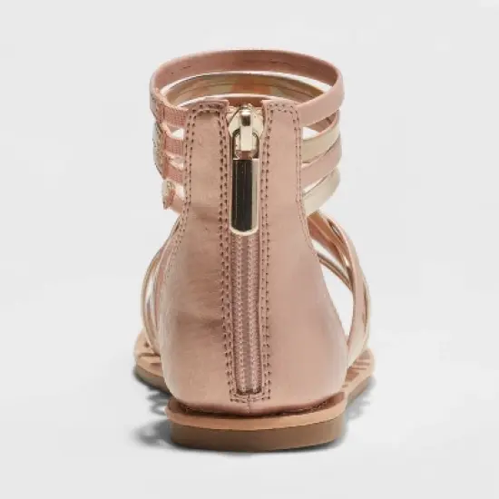 Girls' Dion Zipper Metallic Ankle Strap Sandals - Cat & Jack&trade; image {4}