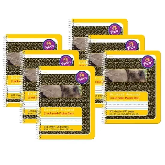 Pacon Primary Composition Book, Spiral Bound, D'Nealian/Zaner-Bloser, 1/2" x 1/4" x 1/4" Picture Story Ruled, 9-3/4" x 7-1/2", 100 Sheets, Pack of 6 image {2}