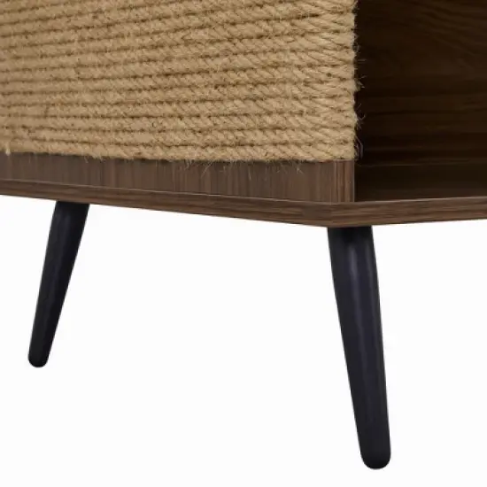 53'' Cat Litter Box Enclosure, Wooden Hidden Litter Box Furniture with Sisal Scratcher Coffee Table, Cat House Storage Sideboard for Living Room image {5}