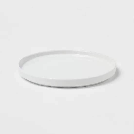 8" Stoneware Stella Salad Plate White - Threshold&trade;: Dishwasher & Microwave Safe, Solid Round Dining Plate image {2}