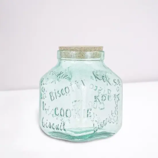 Amici Home Italian Recycled Glass Cookie Jar - Green Biscotto Design with Cork Top, Made in Italy, Ideal for Storing Cookies and Other Treats, 105 oz. image {5}