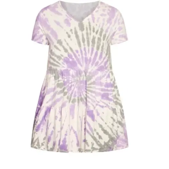 Women's Plus Size  Tiered Tie Dye Dress - lilac | ZIM & ZOE image {2}