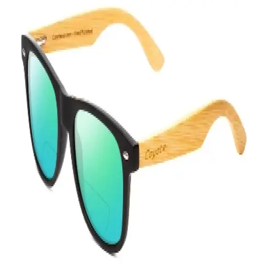 Coyote Woodie Polarized Sun OR Bi-Focal Sunglasses Black Brown Bamboo image {3}