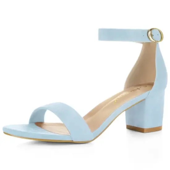 Allegra K Women's Open Toe Block Ankle Strap Heel image {9}