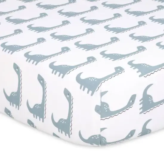 The Peanutshell Dino and Elephant Stripes Fitted Crib Sheets for Boys or Girls, 6-Pack Set | Blue, Grey image {3}