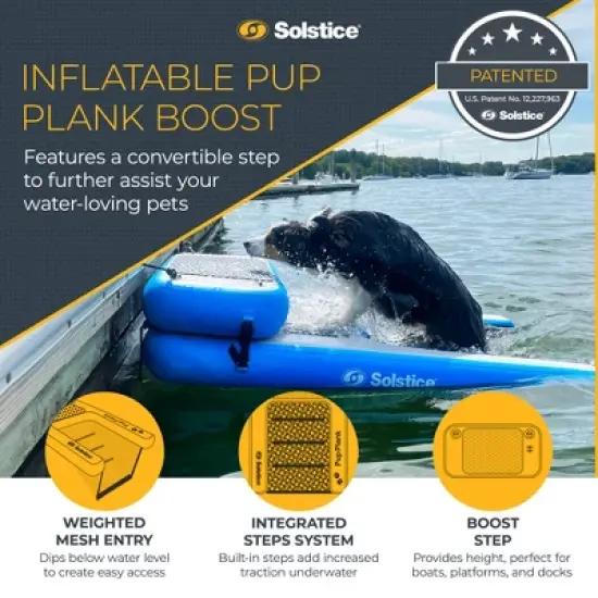 Solstice Original Inflatable Pup Plank Dog Float Floating Ramp Ladder with Drop Stitch Construction for Pools, Lake, Sea, and Ocean Use image {1}