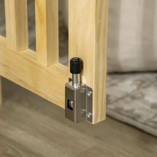 PawHut Small Dog Crate Furniture with Cabinet & Cushion, Wooden Dog Crate End Table with Food Bowl in Drawer, Indoor Dog Kennel Furniture Bed, Natural image {5}