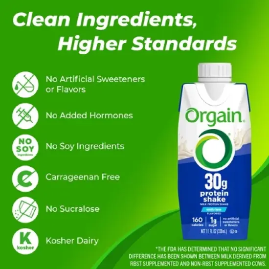 Orgain 30g Protein Shake - Vanilla - 4pk/11 fl oz image {5}