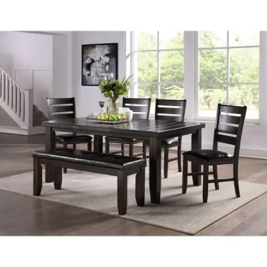 Urbana Extendable Dining Table Wood/Espresso with Black Faux Leather - Acme Furniture image {3}