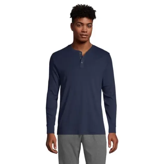 Lands' End Men's Knit Rib Pajama Henley image {2}