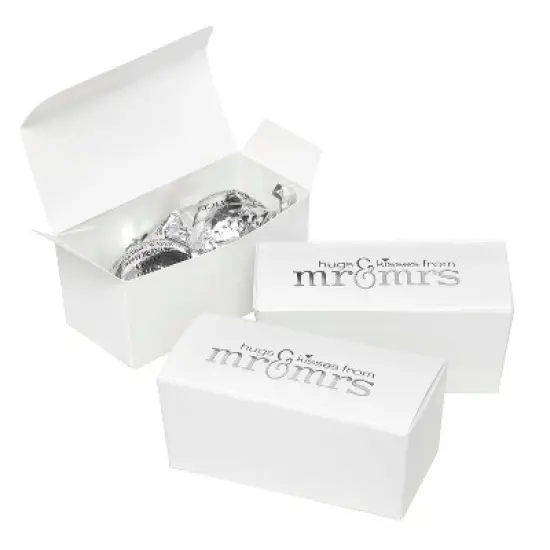 25ct Mr. & Mrs. Wedding White Truffle Favor Box image {2}
