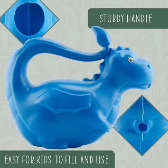 Esterno Kids&rsquo; Blue Dragon Watering Can; Fun Mini Dragon-Shaped Pot for Gardening image {7}