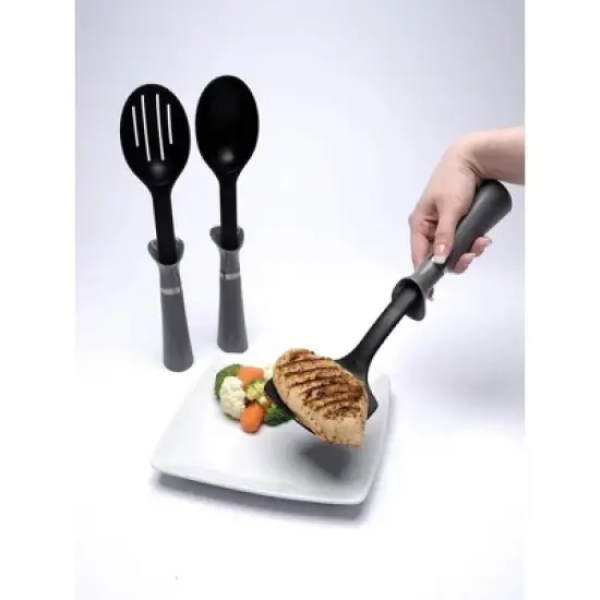 Jokari Less Mess Serving Set - Utensil Set with Built-in Drip Catchers & Portion Control - Keep Counters Clean & Organized image {2}