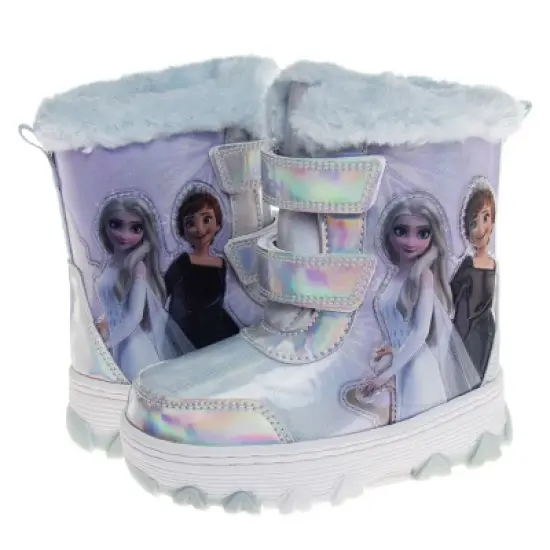 Disney Girls&rsquo; Frozen Winter Boots - Elsa and Anna Fur Trim Snow Boots - Silver Purple Light Blue - Size 6-12 (Toddler / Little Kid) image {3}
