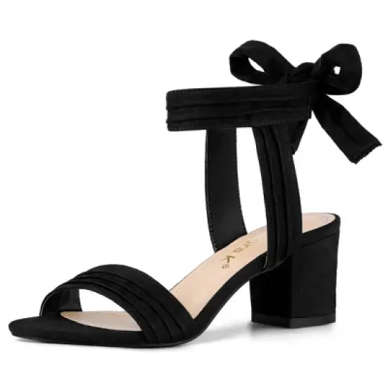 Allegra K Women's Open Toe Ankle Tie Back Block Heels Sandals image {7}