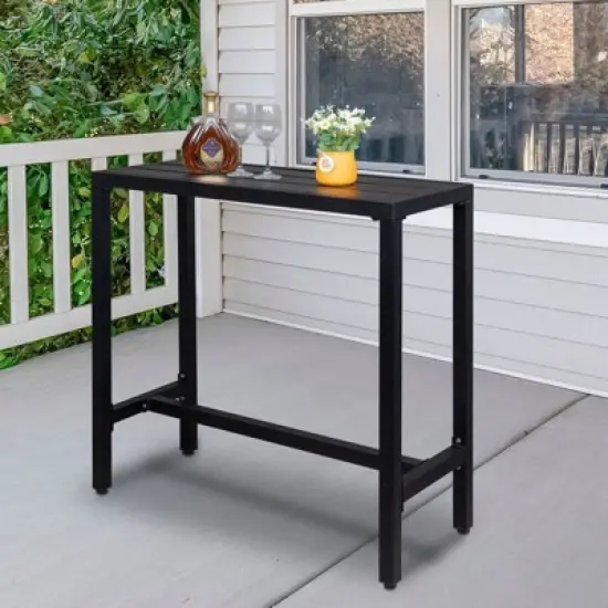 Karl Home Rectangular Metal Outdoor Bar Table image {7}