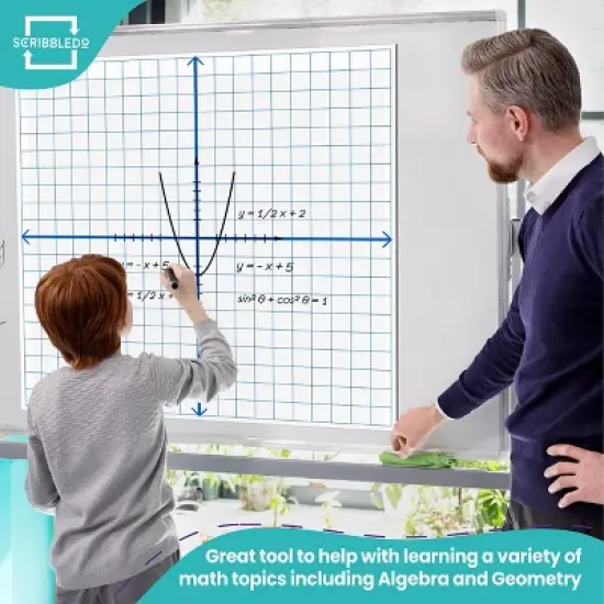 SCRIBBLEDO Jumbo Magnetic Coordinate Plane  27"x27" Large Dry Erase Graph Board Magnet for Classroom & Math Lessons image {6}