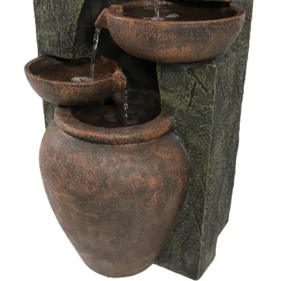 Sunnydaze 39"H Electric Polyresin and Fiberglass Cascading Earthenware Tiered Outdoor Water Fountain image {4}