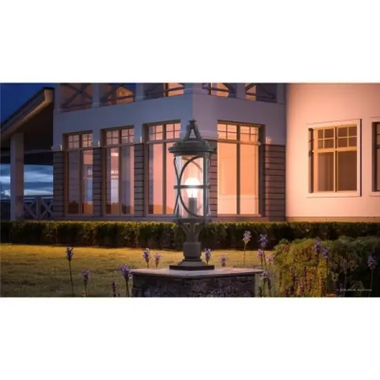 Urban Ambiance Luxury Rustic Outdoor Post / Pier Light,  26-1/2" x 9",  Aged Pewter Finish, UHP1181 image {1}