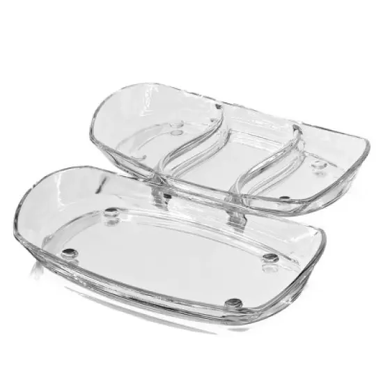 Slickblue 2-Piece Cristalline Glass Serving Tray Set &ndash; Includes Sectional & Flat Trays, 12&rdquo; & 14.5&rdquo; Options image {10}