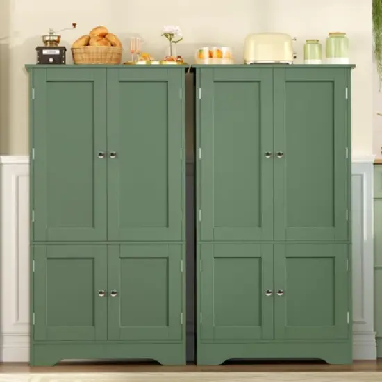 USIKEY Pantry Cabinet, Kitchen Pantry Storage Cabinet with Doors and Adjustable Shelves, Food Pantry for Kitchen, Dining Room, Living Room, White image {9}