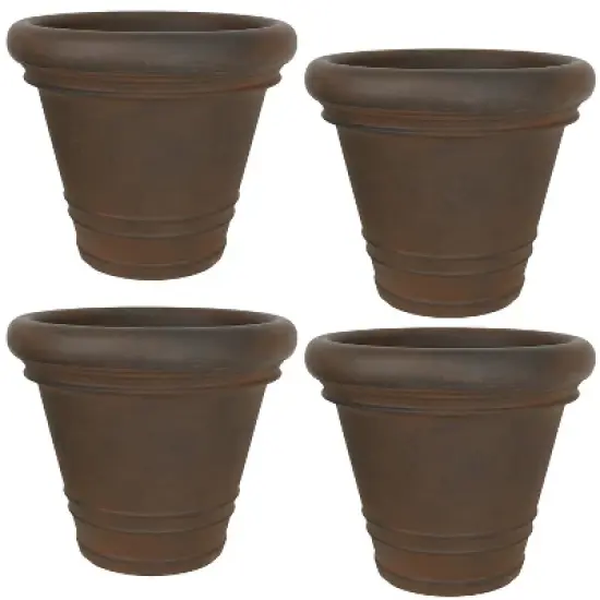 Sunnydaze Crozier Polyresin Outdoor/Indoor Heavy-Duty Double-Walled Fade-Resistant Flower Pot Planter - 16" Diameter - Rust image {8}
