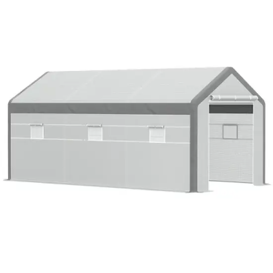 Outsunny Walk-In Greenhouse, Outdoor Gardening Canopy with Roll-up Windows, Zippered Door & Weather Cover image {6}